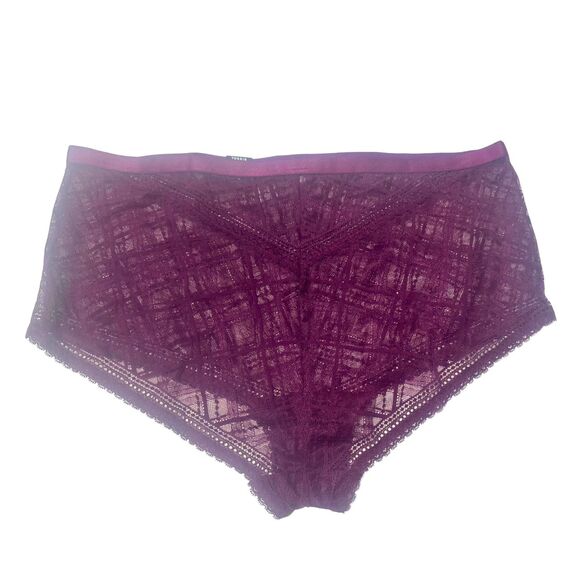 Plum Torrid Plus Size 3X Sexy Alt Goth Punk Plaid Lace Bra & Panty Lingerie Set - Picture 6 of 7